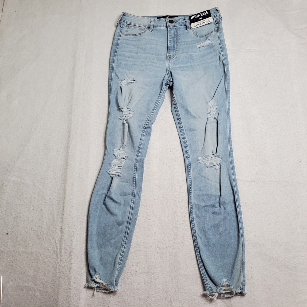 Hollister Women High-Rise Classic Stretch Super Skinny Jeans Light Distressed 5R